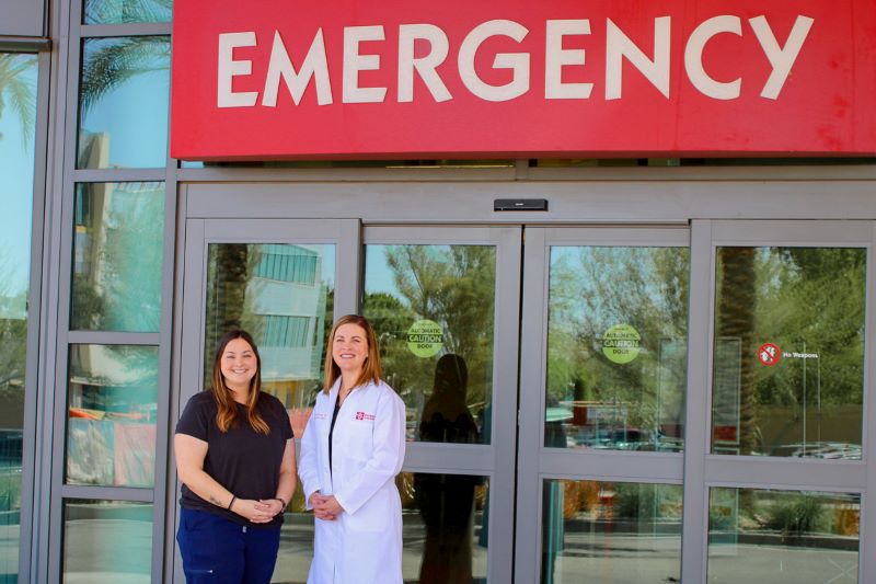 Dr. Christina Conrad and Theresa Asta pictured in front of new Avondale Emergency Room