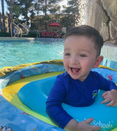 Dylan in pool