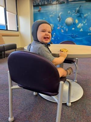 Photo of Cameron at Audiology appointment