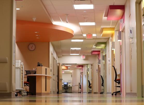 Hallway within Care Area 10 at Phoenix Children's