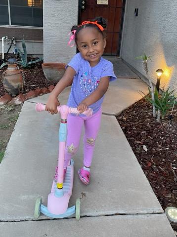 Loni on her scooter