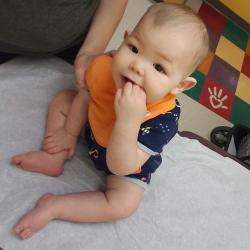 Baby sitting in exam room