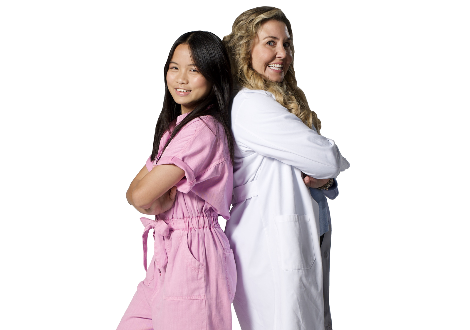 Doctor and teen posing for camera