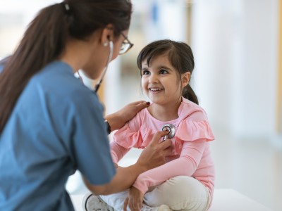 Young girl getting her heart checked