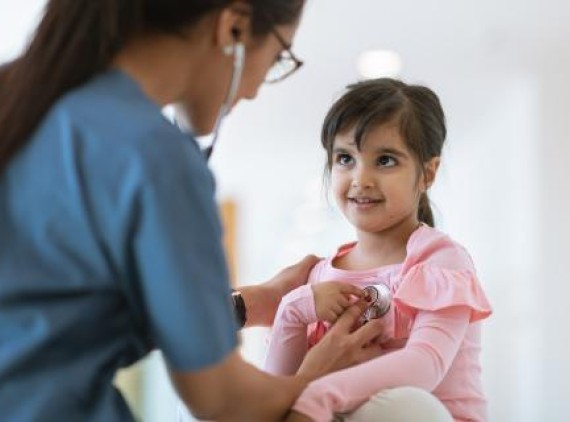 Young girl getting her heart checked