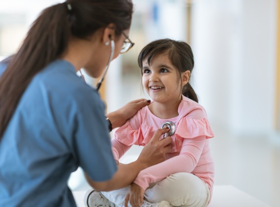 Young girl getting her heart checked