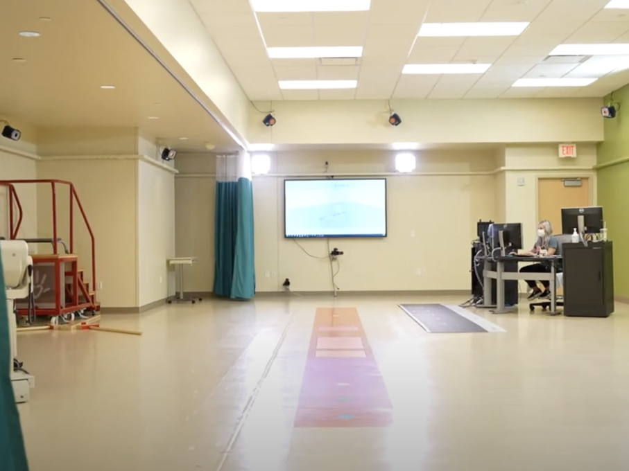 Monitor showing the motion analysis lab program